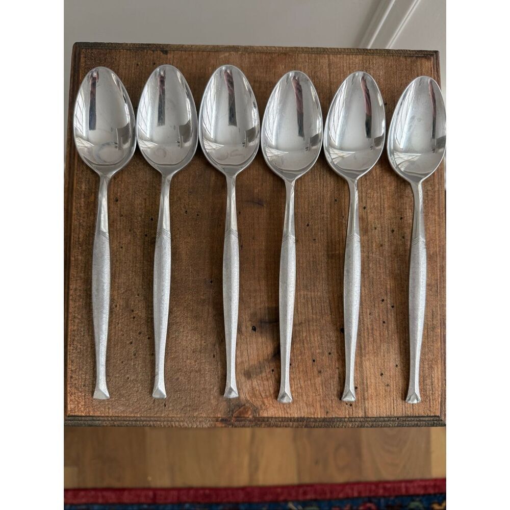 Vintage 6pc MCM 60s 70s Sophistication SRI Stainless Steel Japan Table Spoons